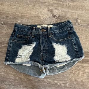 Brandy Meville distressed denium shorts